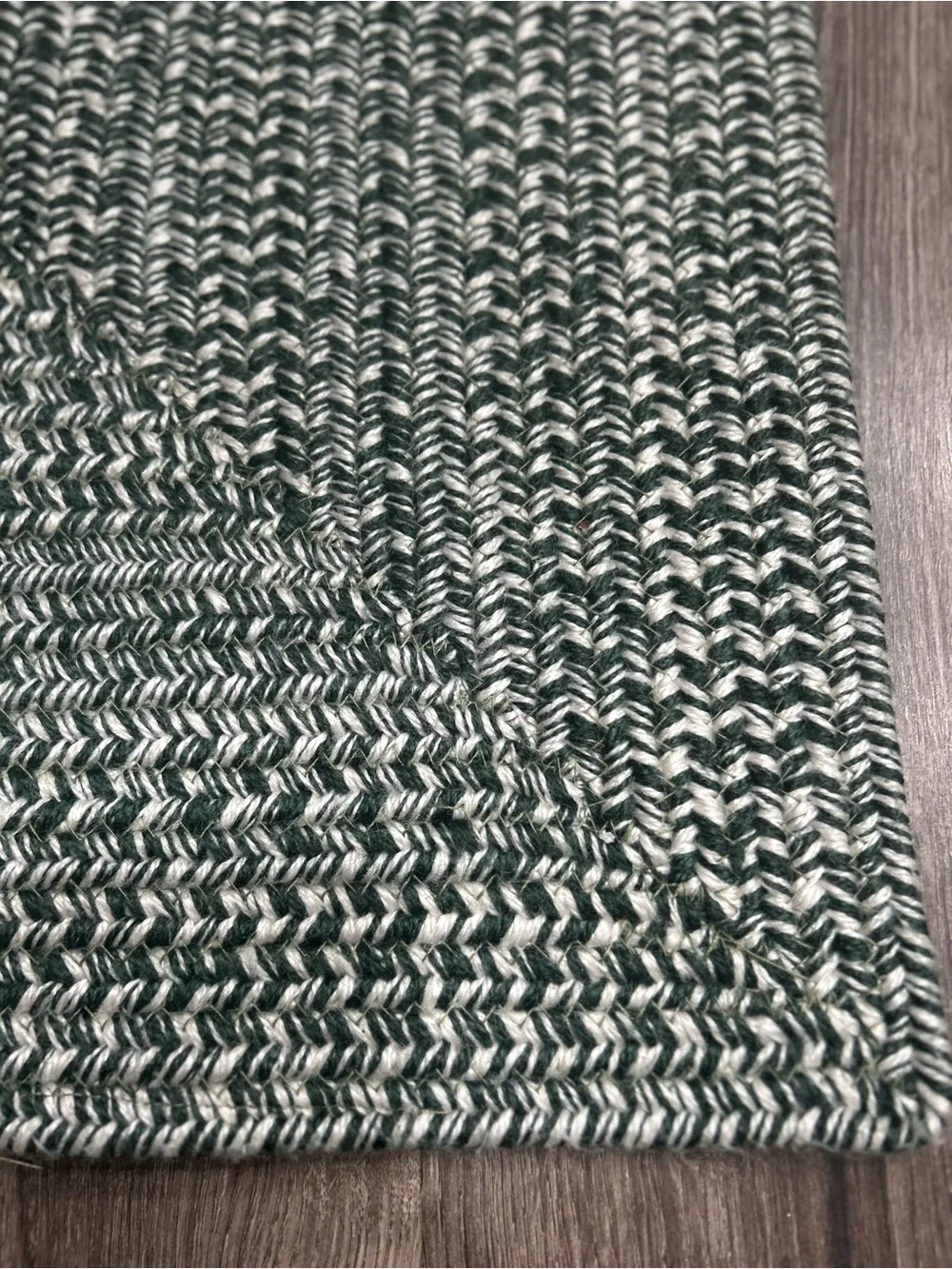 Green White Braided Indoor Outdoor Rug Door Mat 2 x 3